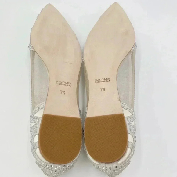 Badgley Mischka Women's Gigi Pointed Toe Jeweled Ivory Ballet Flats 7.5 - Picture 8 of 14